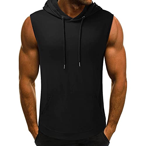 AmyGline Herren Sommer Hoodie Weste Muskelshirt Bodybuilding Ärmelloses T-Shirt Männer Gyms Muscle Shirts Tops Trainingsweste Schnell trocknend Trägershirts Tanktops Achselshirt Laufshirt von AmyGline