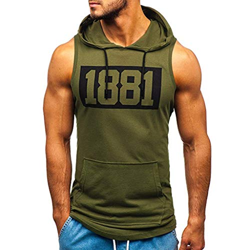 AmyGline Herren Sommer Hoodie Weste Muskelshirt Bodybuilding Ärmelloses T-Shirt Männer Gyms Muscle Shirts Tops Trainingsweste Schnell trocknend Trägershirts Tanktops Achselshirt Laufshirt von AmyGline