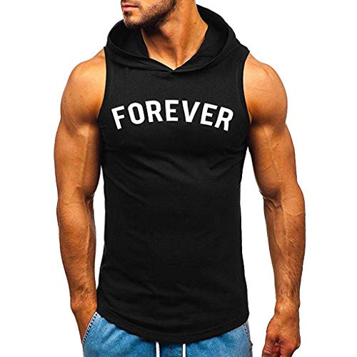 AmyGline Herren Sommer Hoodie Weste Muskelshirt Bodybuilding Ärmelloses T-Shirt Männer Gyms Muscle Shirts Tops Trainingsweste Schnell trocknend von AmyGline