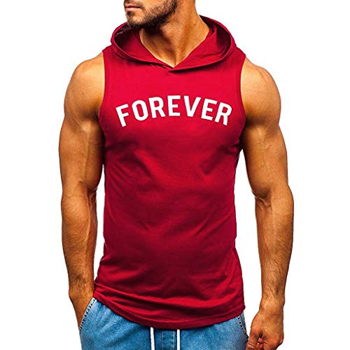 AmyGline Herren Sommer Hoodie Weste Muskelshirt Bodybuilding Ärmelloses T-Shirt Männer Gyms Muscle Shirts Tops Trainingsweste Schnell trocknend von AmyGline