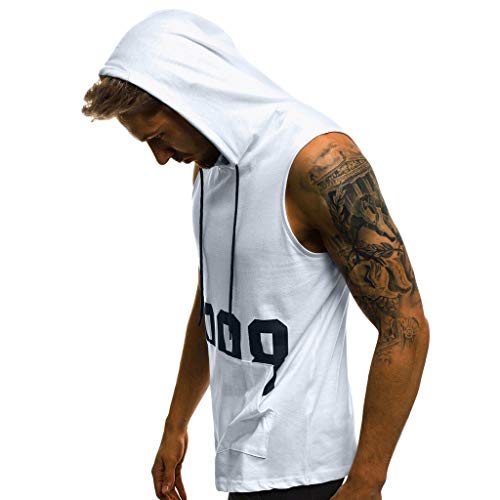 AmyGline Herren Sommer Hoodie Weste Muskelshirt Bodybuilding Ärmelloses T-Shirt Männer Gyms Muscle Shirts Tops Trainingsweste Schnell trocknend von AmyGline