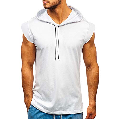 AmyGline Herren Sommer Hoodie Weste Muskelshirt Bodybuilding Ärmelloses T-Shirt Männer Gyms Muscle Shirts Tops Trainingsweste Schnell trocknend von AmyGline