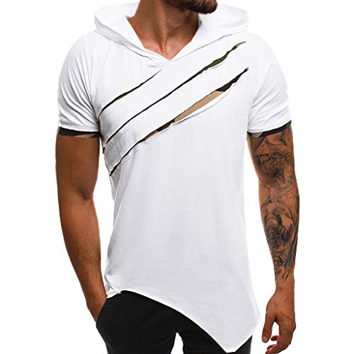 AmyGline Herren T Shirt Top,Kurzarm Hoodie T-Shirt Slim Fit Kapuze Shirt Männer Sommer Hemd Henley Shirt Sweatshirt Freizeithemd von AmyGline