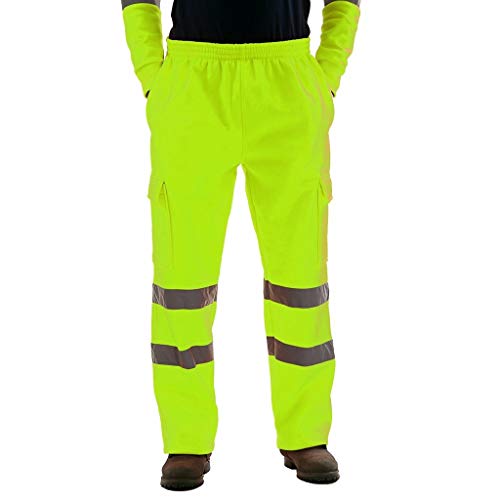 AmyGline Hose Herren Herren Sporthose Reflektierend Hosen Jogging Warnschutzhose Reflektionsstreifen Länge Sicherheit Arbeitshose Trainingshose Multi-Pocket von AmyGline