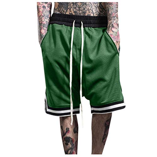 AmyGline Hosen Herren Shorts Neu-Männer CasualMode Lose Schnell Trocknend Outdoor Sports Shorts Joggen Fitness Basketball Shorts Kurze Hose Freizeithose Sweatpants Strandshorts (Grün-B, L) von AmyGline