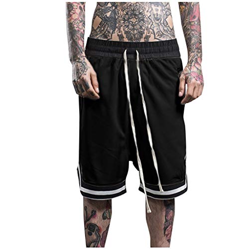 AmyGline Hosen Herren Shorts Neu-Männer CasualMode Lose Schnell Trocknend Outdoor Sports Shorts Joggen Fitness Basketball Shorts Kurze Hose Freizeithose Sweatpants Strandshorts (Schwarz-B, 2XL) von AmyGline