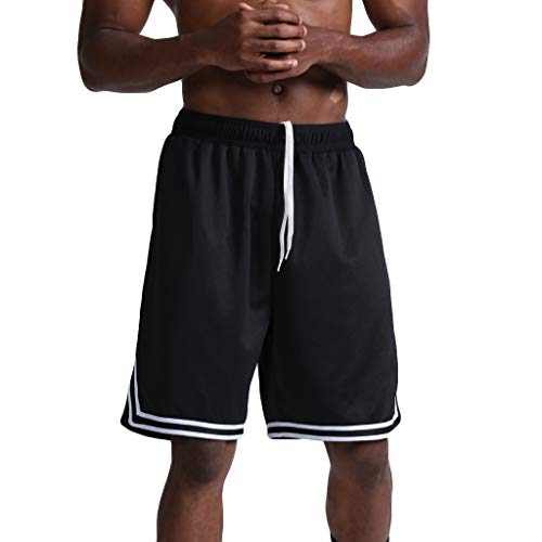 AmyGline Hosen Herren Shorts Neu-Männer CasualMode Lose Schnell Trocknend Outdoor Sports Shorts Joggen Fitness Basketball Shorts Kurze Hose Freizeithose Sweatpants Strandshorts , Schwarz , M von AmyGline