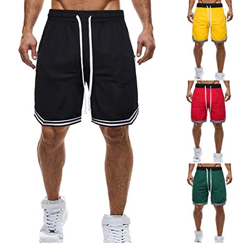 AmyGline Hosen Herren Shorts Neu-Männer Mode Elastischer Bund Mesh Taschen Stretch Casual Basketball Sports Shorts Kurze Hose Freizeithose Sweatpants Strandshorts von AmyGline