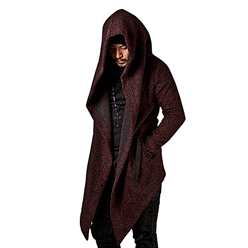 AmyGline Jacke Herren Herbst Winter Mantel Asymmetrisch Punk Vintage Lange Cardigan Jacke Mit Kapuze Parka Kapuzenpullover Sweatshirt Windjacke Strickjacke Kapuzenjacke von AmyGline