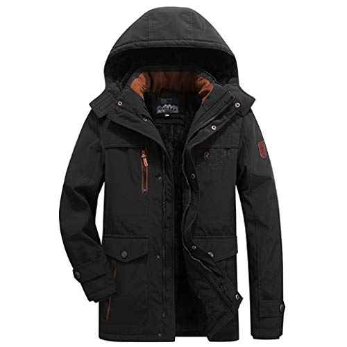 AmyGline Jacke Herren Winter Mantel Plus Plüsch Verdicken Warme Winterjacke Mit Kapuze Parka Daunenjacke Steppjacke Kapuzenjacke Windjacke von AmyGline