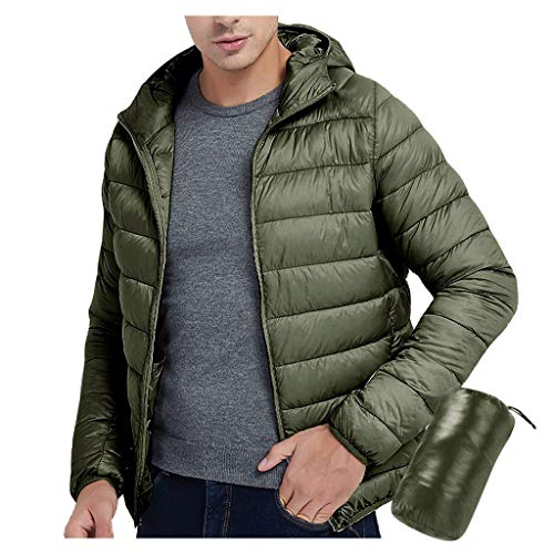 AmyGline Jacke Herren Winterjacke Steppjacke Ultraleicht Warme Daunenjacke mit Tragetasche Kapuzenjacke Outdoorjacke Sportjacke Übergangsjacke von AmyGline