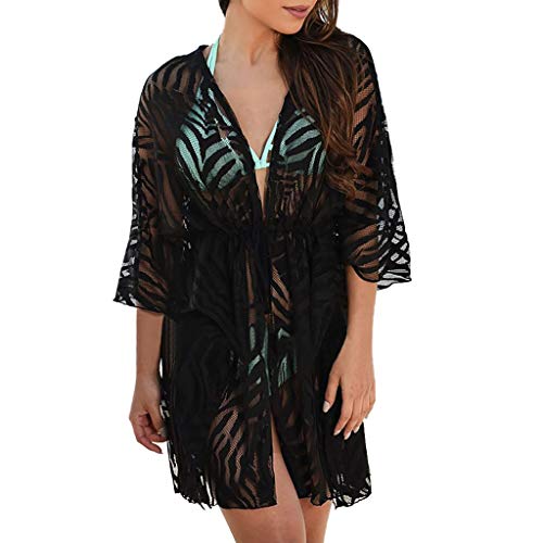 AmyGline Kimono Damen Strand Spitzen Bikini Cover Up Strandkleid Strandponcho Cardigan Bluse Transparente Strickjacke Badeanzug Cover-Ups Strickjacke,Pareos & Strandkleider für Urlaub von AmyGline
