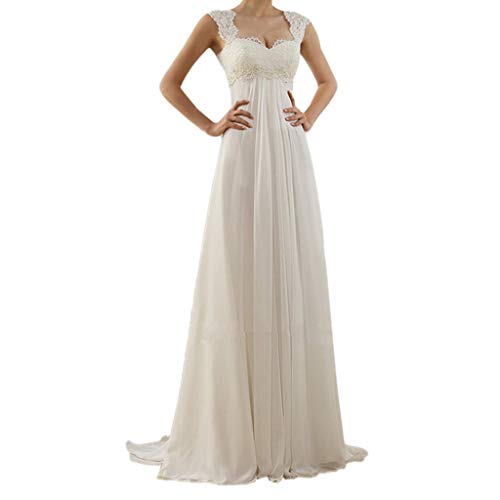 AmyGline Kleider Damen Hochzeitskleid High Waist Elegant Rückenfrei Lange Maxikleid Abendkleider Plus Größe Partykleid Cocktailkleid Ballkleid Weiß von AmyGline