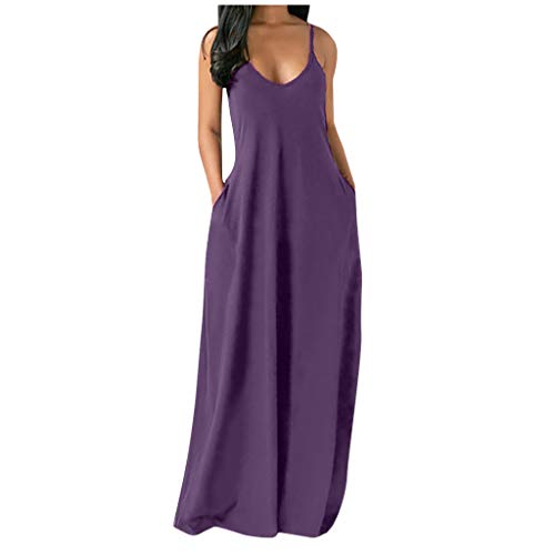 AmyGline Lange Kleider Damen Sommerkleid Ärmellos Rundhals Hippie Soul Brief Gedruckt Casual Täglich Boho Langes Maxi Kleid Strandkleid Freizeitkleid von AmyGline