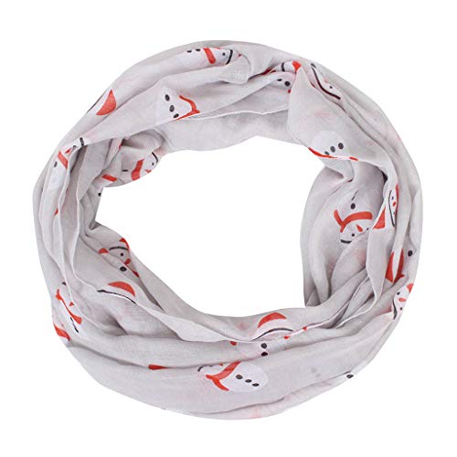 AmyGline Loop Schal Damen Schlauchschal Weihnachten Santa Schneemann Cartoon Drucken Voile Schal Loopschal Winterschal Tuch Schals Stola Halstuch Snood Schal von AmyGline