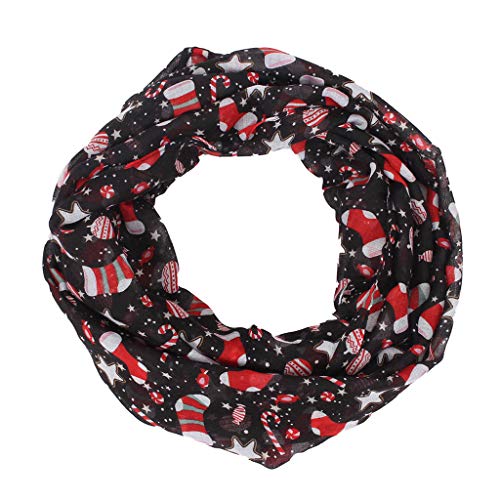 AmyGline Loop Schal Damen Weihnachten Santa Schneemann Cartoon Drucken Voile Winterschal Tuch Stola Halstuch Snood von AmyGline