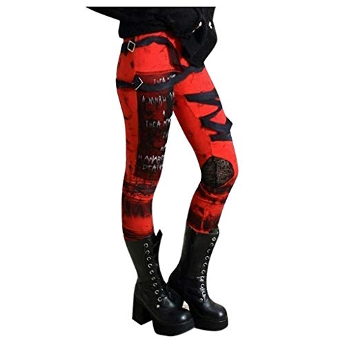 AmyGline Punk Kleidung Damen Gothic Punk Hose Bandage Distressed Enge Hosen Steampunk Leggings Röhrenhose Freizeithose von AmyGline