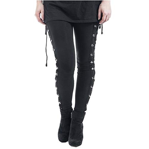 AmyGline Punk Kleidung Damen Gothic Punk Hose Enge Hosen Steampunk Leggings Röhrenhose Freizeithose von AmyGline