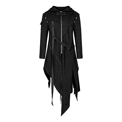 AmyGline Punk Kleidung Herren Mantel Vintage Steampunk Gothic Jacke mit Kapuze Asymmetrisch Hoodie Jacke Party Cosplay Uniform Kostüm Männer Smoking Mäntel von AmyGline