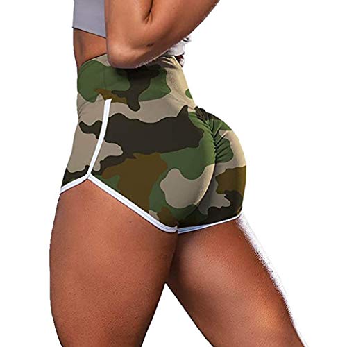 AmyGline Shorts Damen Gym Yoga Fitness Shorts Kurze Hose Leggings Camouflage Tie-Dye Druck High Waist Hip Lift Kurz Hosen Sport Leggins Sporthose Yogahose Hotpants Laufshorts Sweatshorts von AmyGline