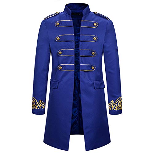 AmyGline Steampunk Herren Mantel Vintage Frack Jacke Gothic Smocking Gehrock Stehkragen Anzug Abendkleid Uniform Gestickter Knopf Mäntel Cosplay Kostüm von AmyGline