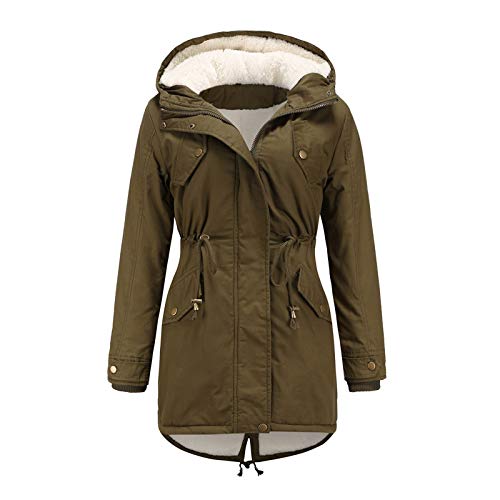 AmyGline Winterjacke Damen Mantel Mit Kapuze Verdickung Teddyfell Warme Gefüttert Winter Jacke Parka Fleecejacke Wintermantel Übergangsjacke Daunenjacke von AmyGline