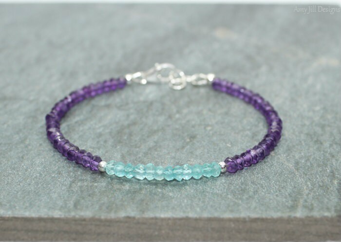 Amethyst Und Apatit Armband, Schmuck, Edelstein Sterling Silber, Februar Geburtsstein Amethyst Und Apatit Armband, Schmuck, Edelstein Sterling Silber, Februar Geburtsstein von AmyJillDesigns