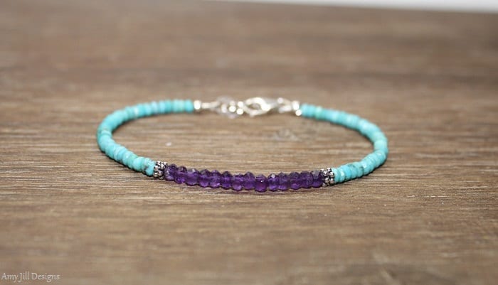 Amethyst & Dornröschen Türkis Armband, Bali Silber Perlen, Schmuck, Dezember Geburtsstein, Edelstein Armband Amethyst & Dornröschen Türkis Armband, Bali Silber Perlen, Schmuck, Dezember Geburtsstein, Edelstein Armband von AmyJillDesigns