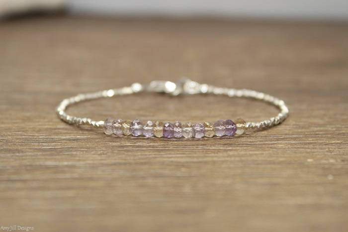 Ametrin Armband, Hill Tribe Silber Perlen, Feinsilber, Schmuck, Stapel Edelstein Armband Ametrin Armband, Hill Tribe Silber Perlen, Feinsilber, Schmuck, Stapel Edelstein Armband von AmyJillDesigns