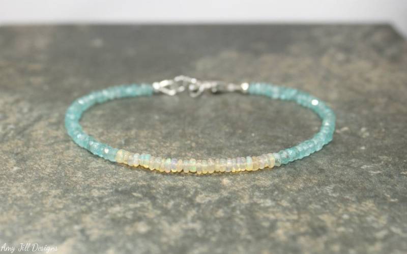 Apatit & Welo Opal Armband, Schmuck, Edelstein Oktober Geburtsstein, Edelsteinschmuck Apatit & Welo Opal Armband, Schmuck, Edelstein Oktober Geburtsstein, Edelsteinschmuck von AmyJillDesigns