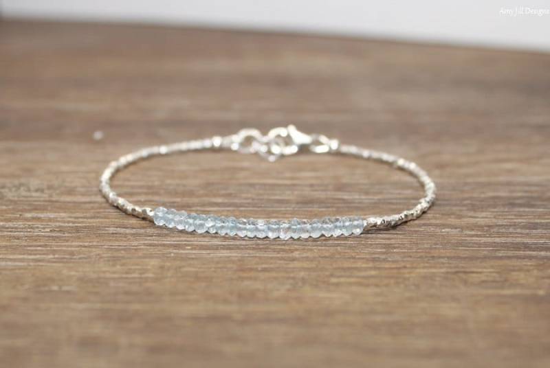 Aquamarin Armband, Hill Tribe Perlen, Schmuck, Reines Silber, März Geburtsstein, Edelstein Armband Aquamarin Armband, Hill Tribe Perlen, Schmuck, Reines Silber, März Geburtsstein, Edelstein Armband von AmyJillDesigns