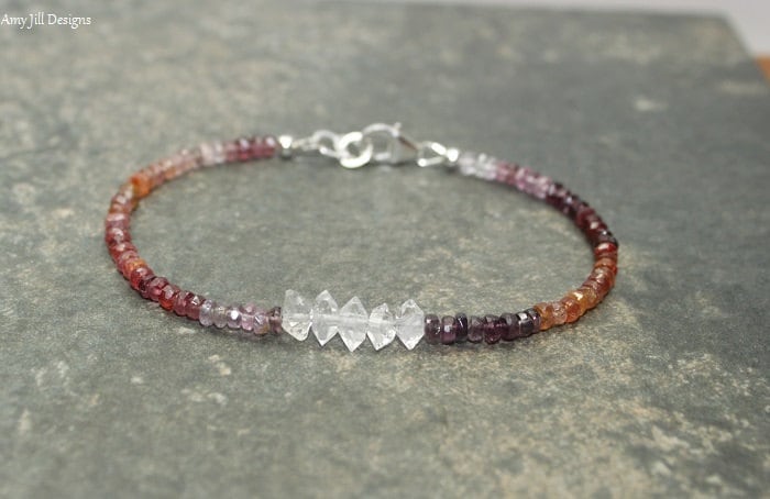 Bunt Spinell Und Herkmer Diamant Armband, Multi Color Schmuck, Ombre, Sterling Silber Oder Gold Bunt Spinell Und Herkmer Diamant Armband, Multi Color Schmuck, Ombre, Sterling Silber Oder Gold von AmyJillDesigns