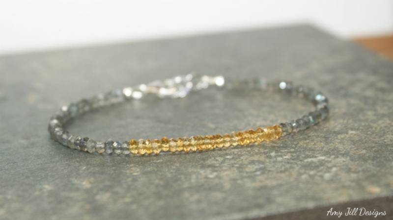 Citrin Und Labradorit Armband, Schmuck, Layering Blauer Blitz, Edelstein Armband von AmyJillDesigns