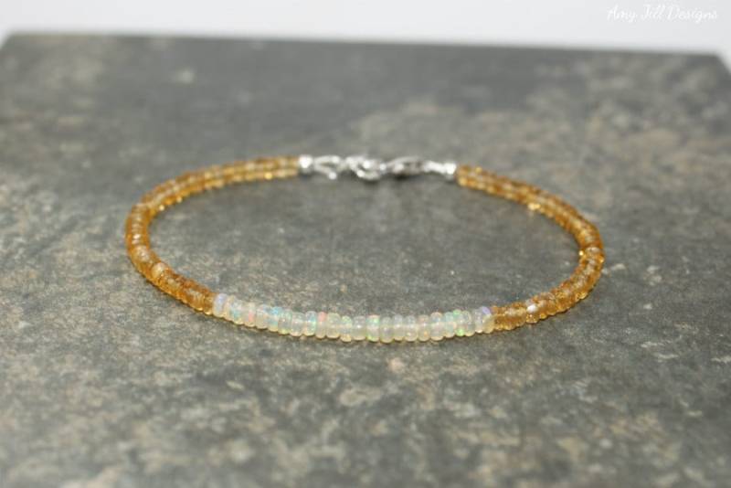 Citrine & Welo Opal Armband, Schmuck, Edelstein Oktober Geburtsstein, Edelsteinschmuck Citrine & Welo Opal Armband, Schmuck, Edelstein Oktober Geburtsstein, Edelsteinschmuck von AmyJillDesigns