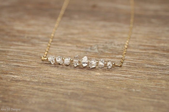 Herkimer Diamant Halskette, Gold Filled, Rosegold Oder Sterling Silber Perlen, Bar Kristall Schmuck, April Birthstone Herkimer Diamant Halskette, Gold Filled, Rosegold Oder Sterling Silber Perlen, Bar Kristall Schmuck, April Birthstone von AmyJillDesigns