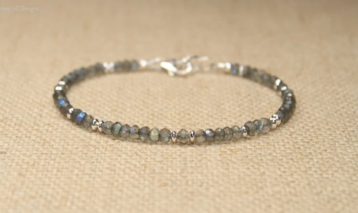 Labradorit Armband, Schmuck, Sterling Silber, Blauer Blitz, Perlen, Edelsteinschmuck von AmyJillDesigns