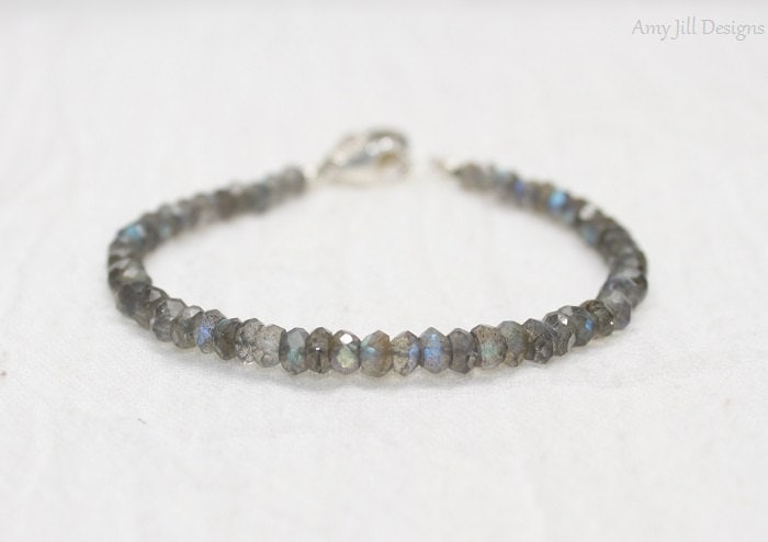 Labradorit Armband, Schmuck, Wire Wrapped Hängenden Stein, Sterling Silber, Blauer Blitz, Edelstein-Schmuck von AmyJillDesigns