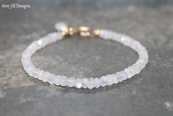 Mondstein Armband, Schmuck, 14K Gold Filled, Wire Wrap Stein, Steinarmband Hängend, Edelstein Schmuck von AmyJillDesigns