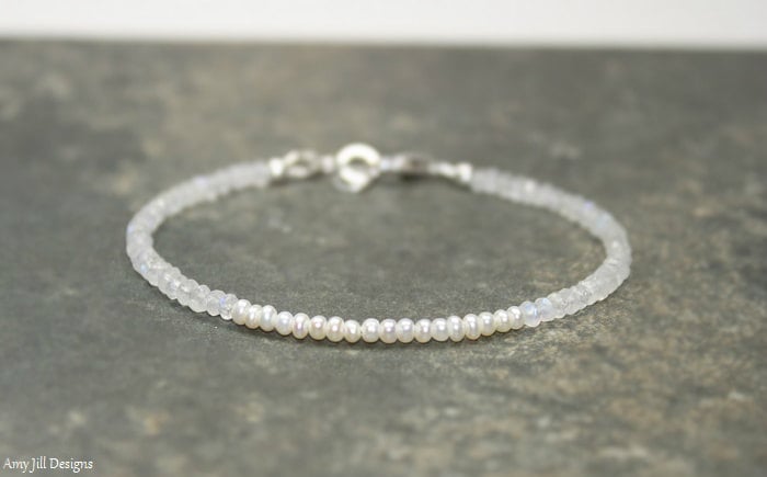 Mondstein Und Süßwasserperle Armband, Juni Geburtsstein, Schmuck, Edelstein Schmuck Mondstein Und Süßwasserperle Armband, Juni Geburtsstein, Schmuck, Edelstein Schmuck von AmyJillDesigns