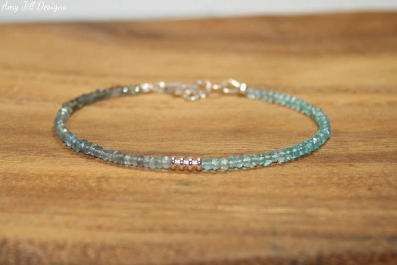 Moss Aquamarine & Apatit Armband, Schmuck, März Geburtsstein, Ombre, Layering Edelsteinschmuck von AmyJillDesigns
