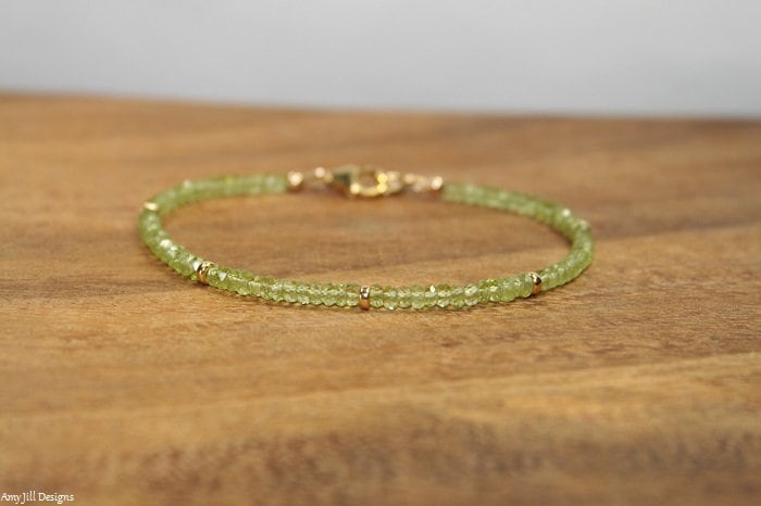 Peridot Armband, Gold Filled Oder Sterling Silber Perlen, Schmuck, August Geburtsstein, Minimalist, Edelstein Schmuck Peridot Armband, Gold Filled Oder Sterling Silber Perlen, Schmuck, August Geburtsstein, Minimalist, Edelstein Schmuck von AmyJillDesigns