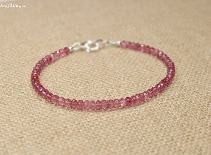 Rosa Turmalin Armband, Schmuck, Oktober Geburtsstein, Edelsteinschmuck von AmyJillDesigns