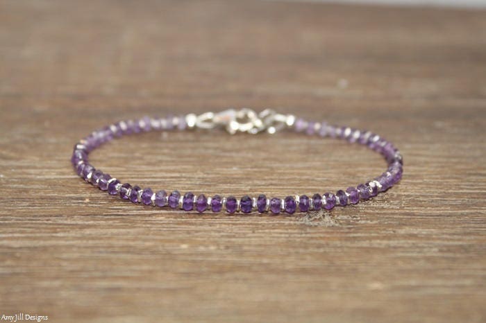 Shaded Amethyst Armband, Hill Tribe, Februar Geburtsstein, Schmuck, Ombre, Edelstein von AmyJillDesigns