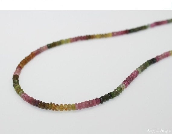 Wassermelonen Turmalin Halskette, Schmuck, Perlen, Shading, Ombre Edelstein Schmuck von AmyJillDesigns