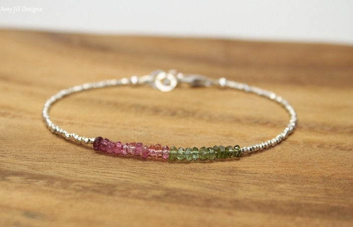 Wassermelonenturmalin Armband, Hill Tribe Perlen, Ombre, Schmuck Rosa, Oktober Geburtsstein Wassermelonenturmalin Armband, Hill Tribe Perlen, Ombre, Schmuck Rosa, Oktober Geburtsstein von AmyJillDesigns