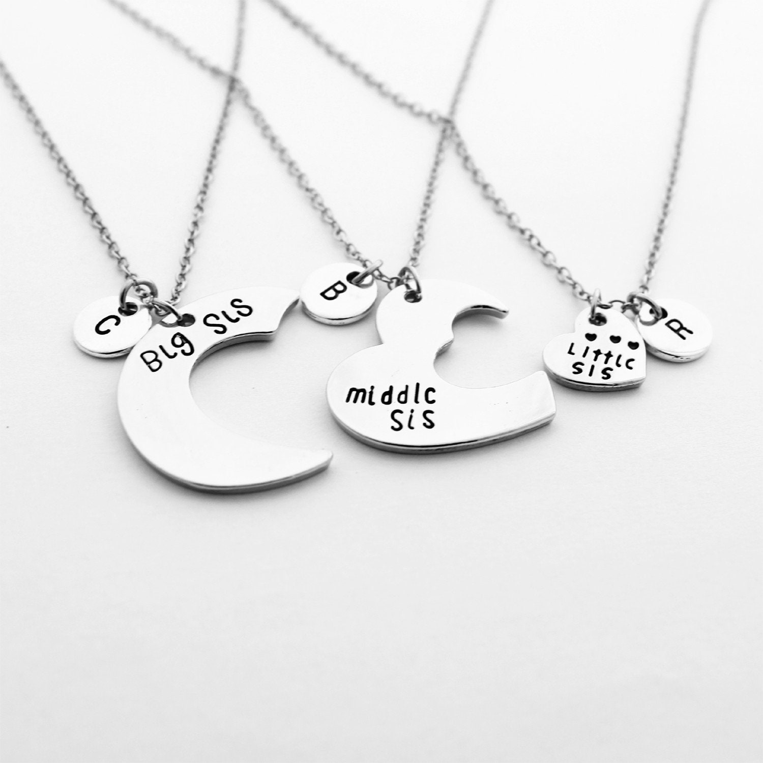 Schwester Halsketten-Set, Personalisierte Initial Charm, Big Sis Lil von AmyStoresArt