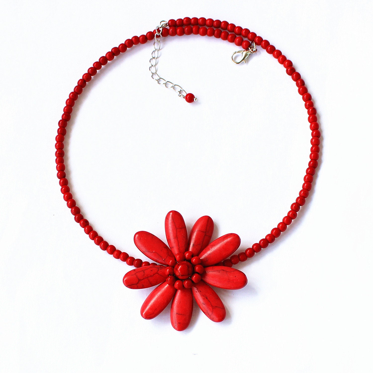 Rot Türkis Halskette Einfache Schmuck Zierliche von AmyStoresArt