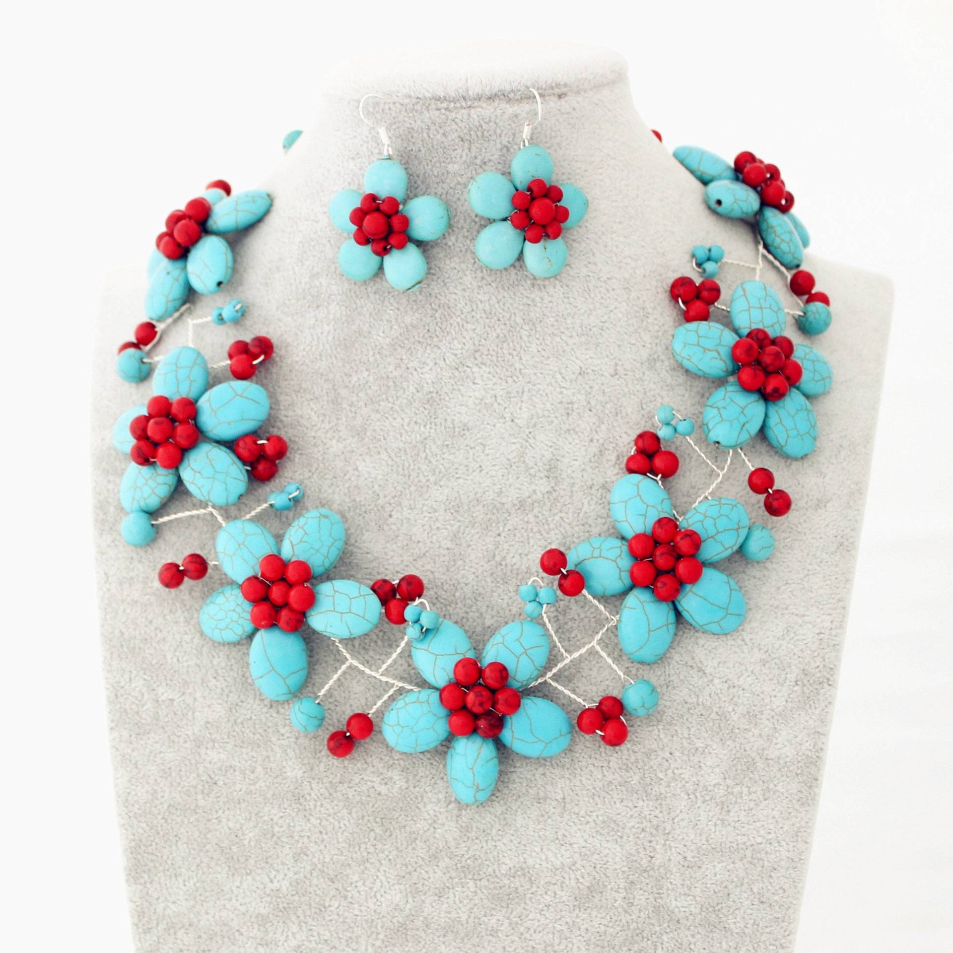 Türkis Halskette Handgemachte Blume Ohrringe Geschenk Für Frauen Mutter Tochter Türkis Halskette Handgemachte Blume Ohrringe Geschenk Für Frauen Mutter Tochter von AmyStoresArt