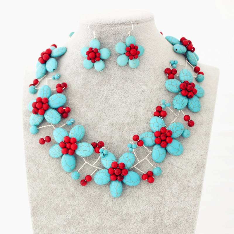 Türkis Halskette Handgemachte Blume Ohrringe Geschenk Für Frauen Mutter Tochter Türkis Halskette Handgemachte Blume Ohrringe Geschenk Für Frauen Mutter Tochter von AmyStoresArt