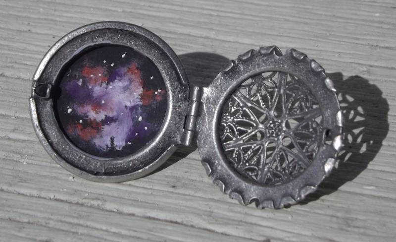 Handbemalte Verstellbare Medaillon Ring von AmyVanGaasbeckArtist